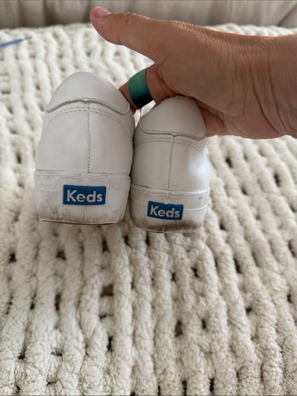 Keds White Leather  Lace-Up Sneakers - Picture 5 of 9